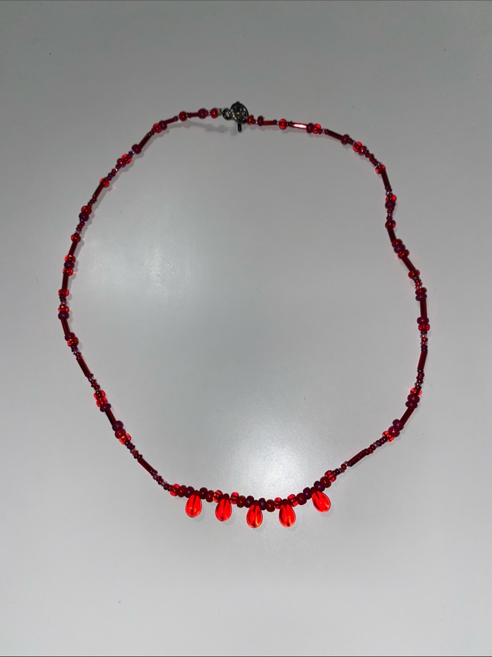 Red Beaded Teardrop Necklace - Women Jewelry